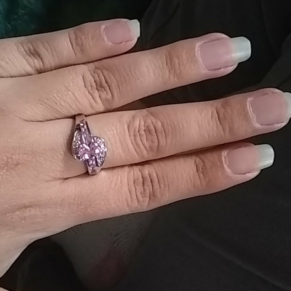 Solid Sterling Silver 925 Ring With Pink Stone - image 2
